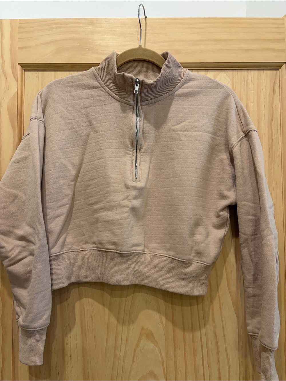VICI tan crop quarter zip sweatshirt